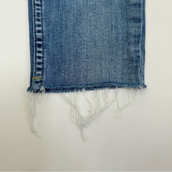 Free People Button-Fly Skinny Jeans Blue Raw Hem Mid Rise Stretch 27 - Picture 4 of 13